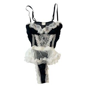 Vintage French Maid Lingerie Teddy One Piece Boudoir Y2K Coquette USA Size Small